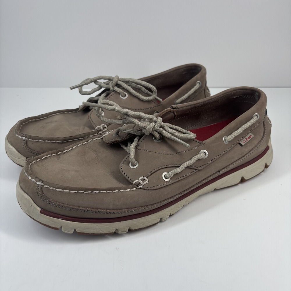 L.L.Bean Portlander Free Flex Men's US 10M Ledge Red Boat Shoes Casual Slip-On